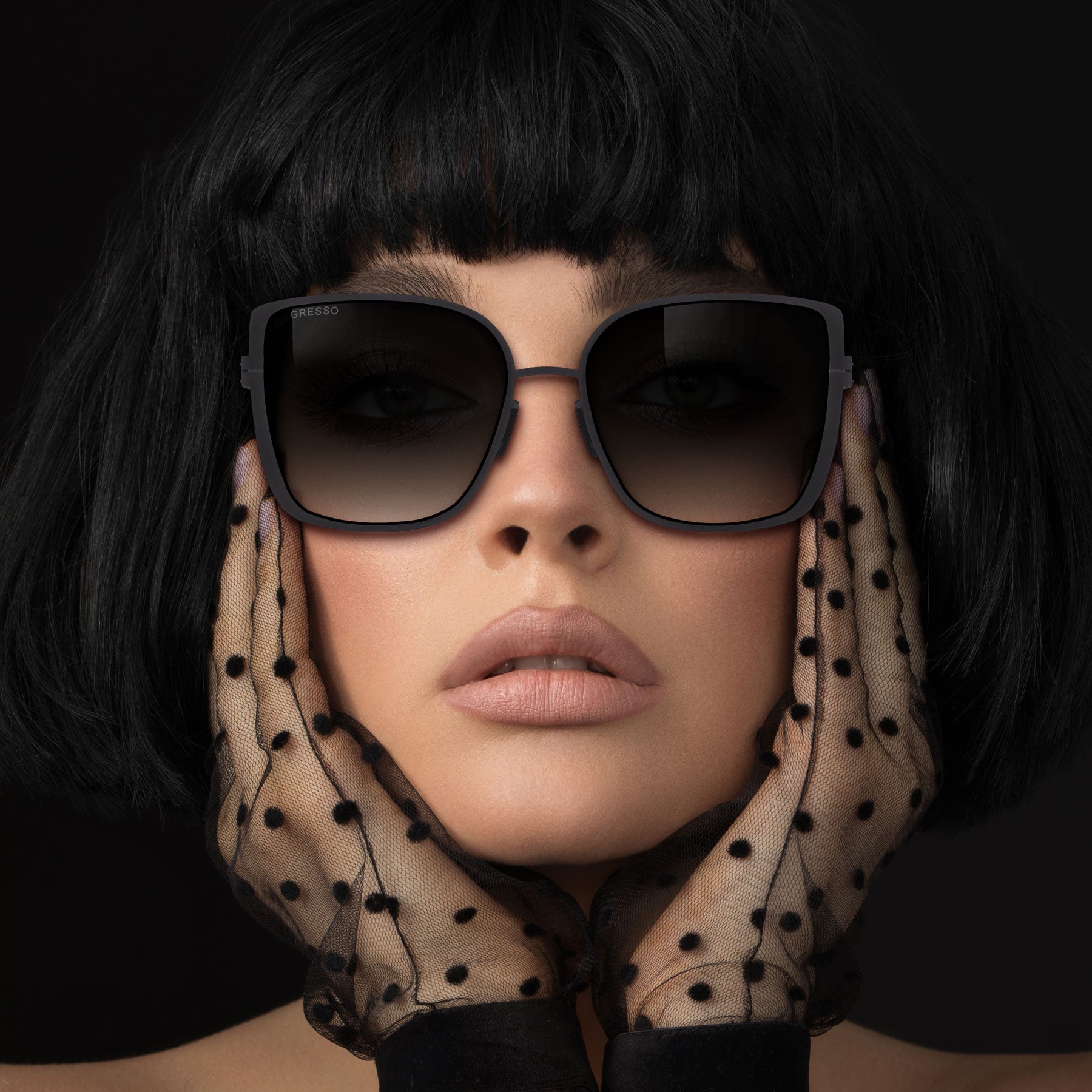 Черные женские солнцезащитные очки GRESSO Emma, бабочка, изготовленные из титана, с поляризационными линзами Zeiss