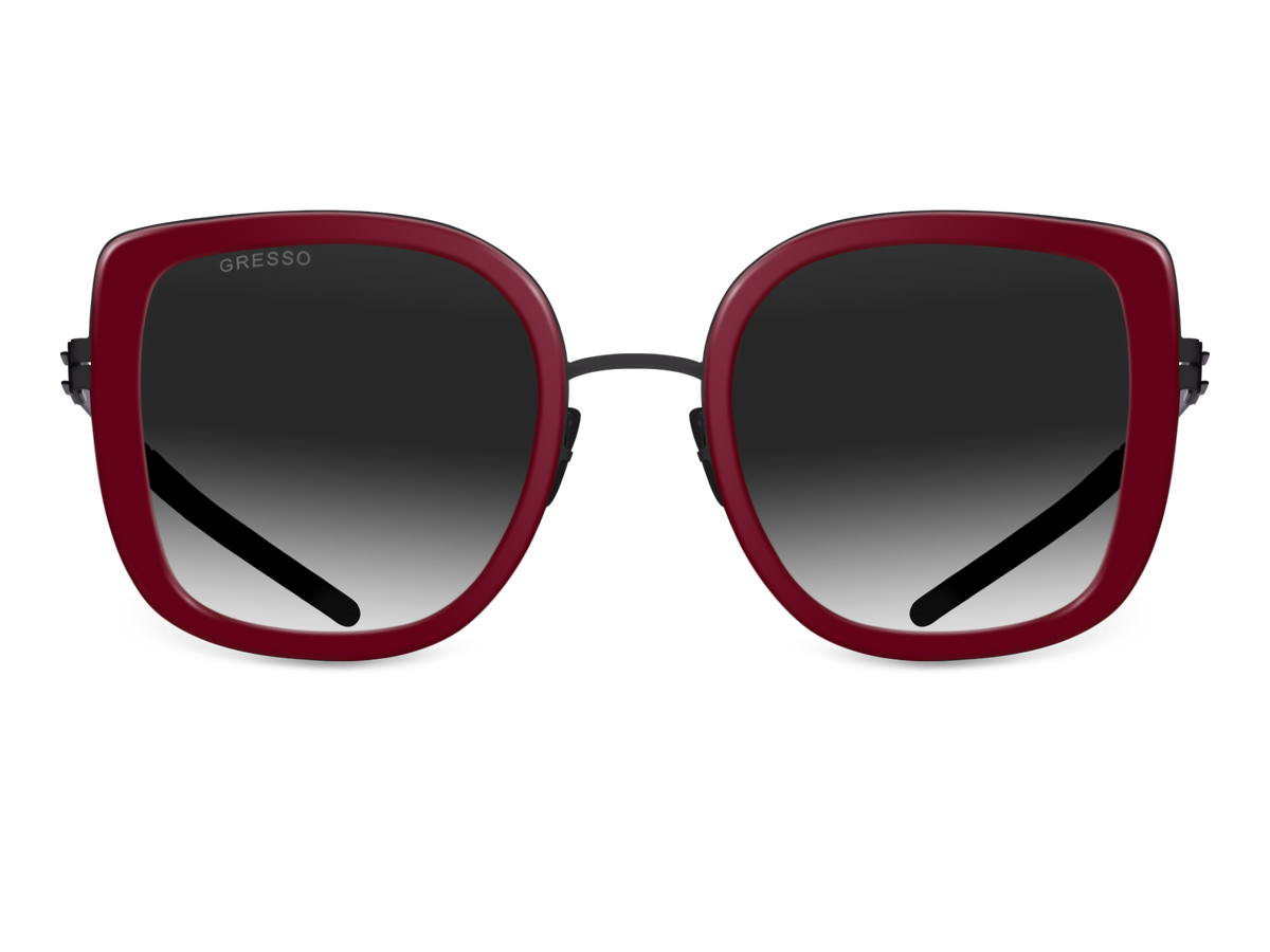Черные женские солнцезащитные очки GRESSO Evita, бабочка, изготовленные из титана, с поляризационными линзами Zeiss #color_бордо