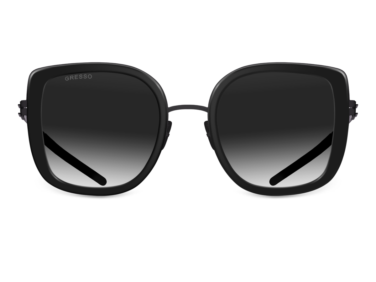 Черные женские солнцезащитные очки GRESSO Evita, бабочка, изготовленные из титана, с поляризационными линзами Zeiss #color_серый градиент