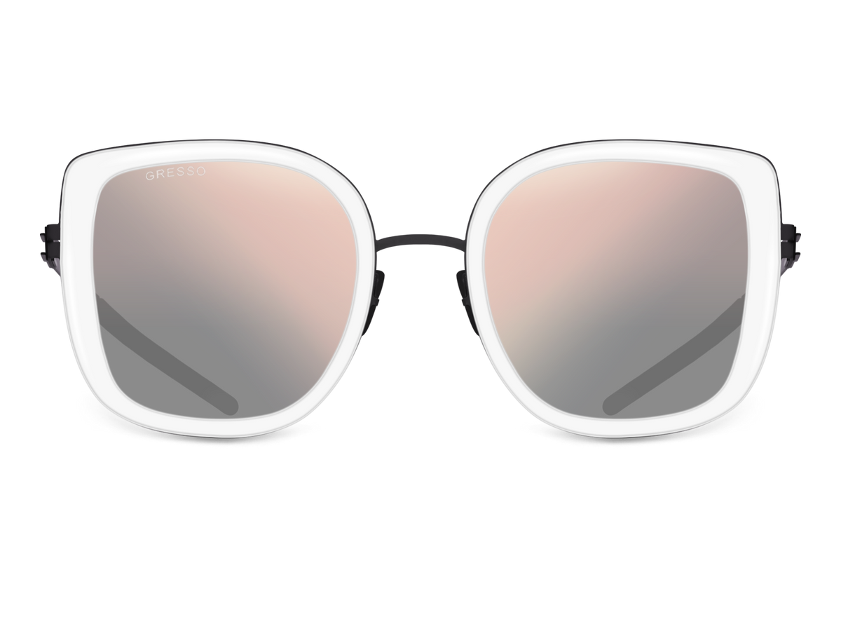 Черные женские солнцезащитные очки GRESSO Evita, бабочка, изготовленные из титана, с поляризационными линзами Zeiss #color_белый