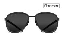 Черные мужские солнцезащитные очки GRESSO Falcon в стиле авиатор, изготовленные из титана, с поляризационными линзами Zeiss #color_серый монолит / поляризация
