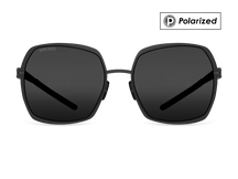 Черные женские солнцезащитные очки GRESSO Fiona, квадратные, изготовленные из титана, с поляризационными линзами Zeiss #color_серый монолит / поляризация