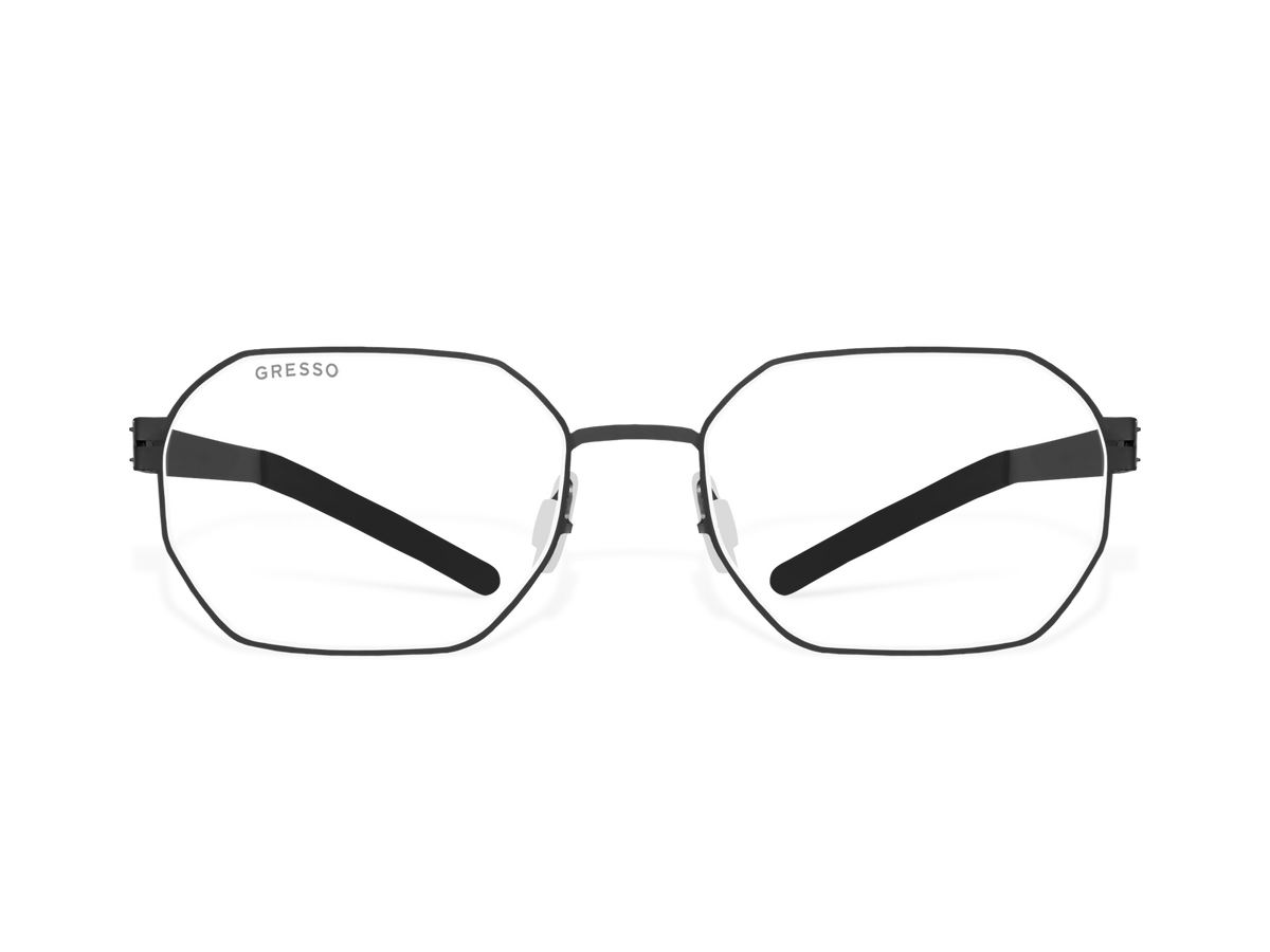 Купить онлайн или в салонах оптики в Москве и Санкт-Петербурге мужские титановые очки для зрения GRESSO Franco с диоптриями, изготовленные по вашему рецепту. Воспользуйтесь услугой бесплатной проверки зрения и консультацией опытного врача-офтальмолога. #color_черный