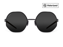 Черные женские солнцезащитные очки GRESSO Geneva, круглые, изготовленные из титана, с поляризационными линзами Zeiss #color_серый монолит / поляризация