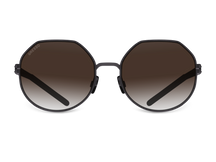 Черные женские солнцезащитные очки GRESSO Helena, круглые, изготовленные из титана, с поляризационными линзами Zeiss #color_коричневый градиент