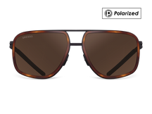 Черные мужские солнцезащитные очки GRESSO Henderson в стиле авиатор, изготовленные из титана, с поляризационными линзами Zeiss #color_коричневый монолит / поляризация