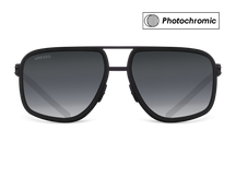 Черные мужские солнцезащитные очки-хамелеоны GRESSO Henderson в стиле авиатор, изготовленные из титана, с фотохромными линзами Zeiss #color_серый монолит / фотохром