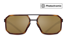 Черные мужские солнцезащитные очки-хамелеоны GRESSO Houston в стиле авиатор, изготовленные из титана, с фотохромными линзами Zeiss #color_коричневый монолит / фотохром