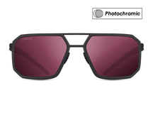 Черные мужские солнцезащитные очки-хамелеоны GRESSO Houston в стиле авиатор, изготовленные из титана, с фотохромными линзами Zeiss #color_фиолетовый монолит / фотохром