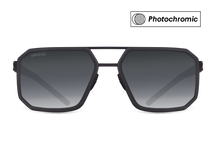 Черные мужские солнцезащитные очки-хамелеоны GRESSO Houston в стиле авиатор, изготовленные из титана, с фотохромными линзами Zeiss #color_серый монолит / фотохром
