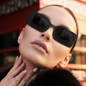 Черные женские солнцезащитные очки GRESSO Ibiza, прямоугольные, изготовленные из титана, с поляризационными линзами Zeiss.