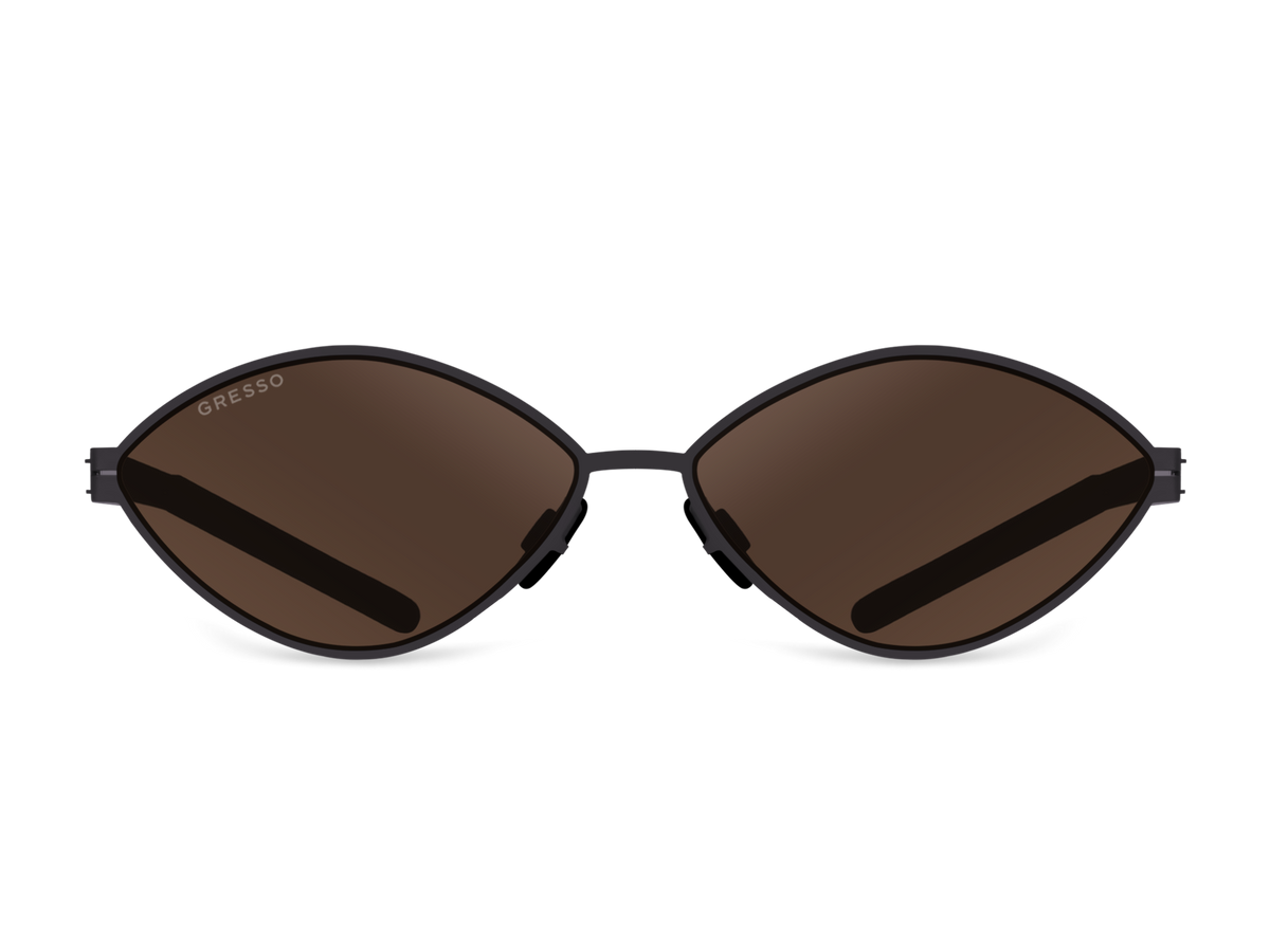Черные женские солнцезащитные очки GRESSO Jackie, геометрия, изготовленные из титана, с поляризационными линзами Zeiss #color_коричневый монолит