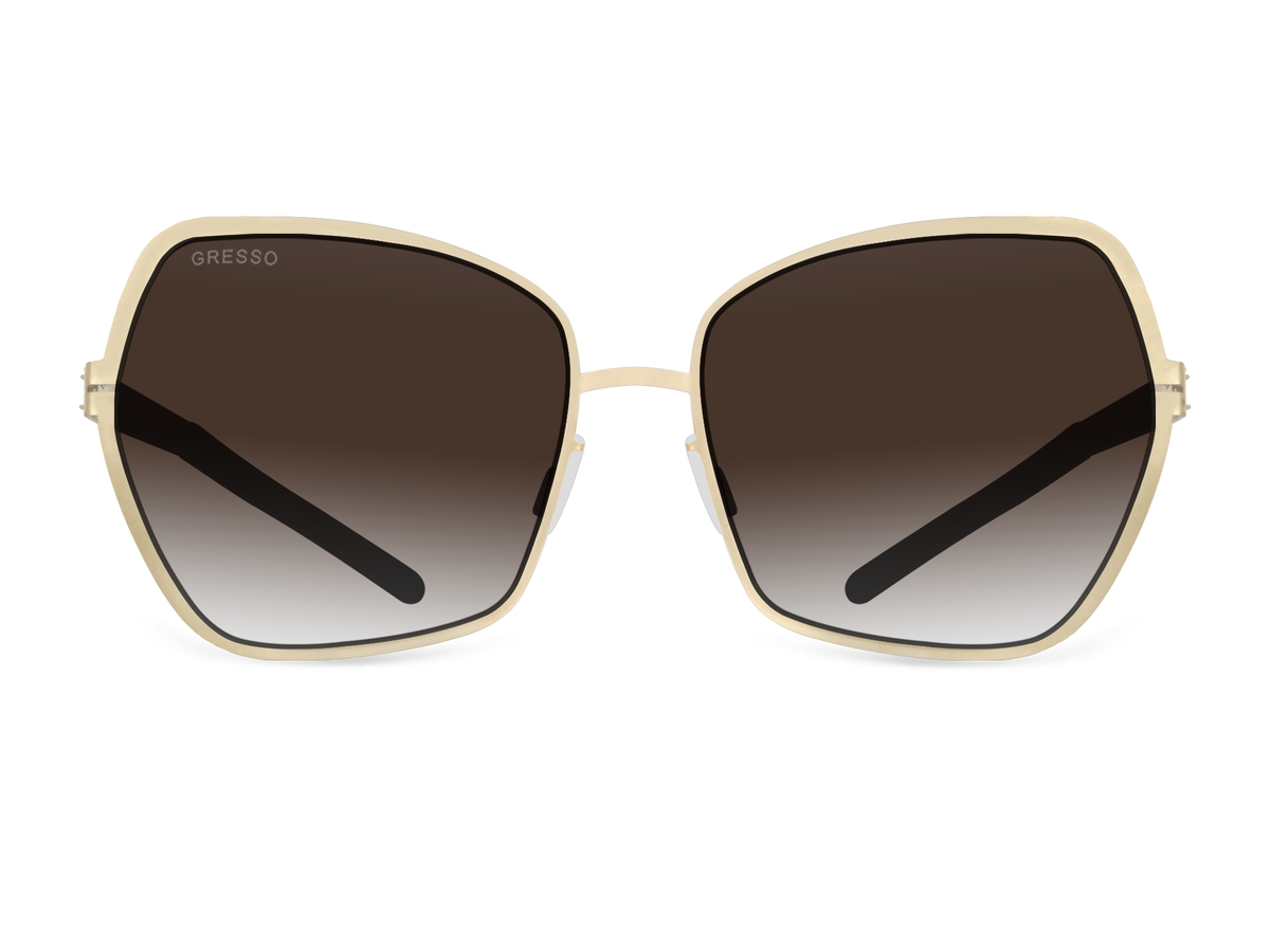 Черные женские солнцезащитные очки GRESSO Josephine, бабочка, изготовленные из титана, с поляризационными линзами Zeiss #color_коричневый градиент