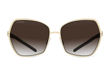 Черные женские солнцезащитные очки GRESSO Josephine, бабочка, изготовленные из титана, с поляризационными линзами Zeiss #color_коричневый градиент