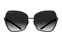 Черные женские солнцезащитные очки GRESSO Josephine, бабочка, изготовленные из титана, с поляризационными линзами Zeiss #color_серый градиент