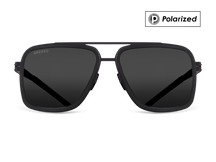 Черные мужские солнцезащитные очки GRESSO London в стиле авиатор, изготовленные из титана, с поляризационными линзами Zeiss #color_серый монолит / поляризация