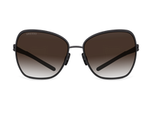 Черные женские солнцезащитные очки GRESSO Louisa, бабочка, изготовленные из титана, с поляризационными линзами Zeiss #color_коричневый градиент