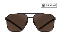 Черные мужские солнцезащитные очки GRESSO Madison в стиле авиатор, изготовленные из титана, с поляризационными линзами Zeiss #color_коричневый монолит / поляризация