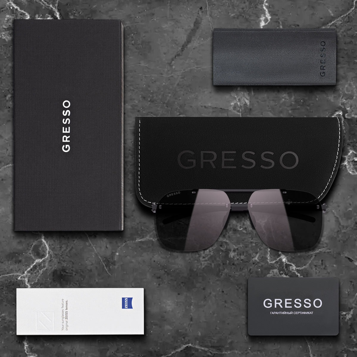 Безоправные солнцезащитные очки GRESSO Madrid, авиаторы, изготовленные из титана, с поляризационными линзами Zeiss