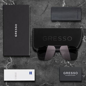 Безоправные солнцезащитные очки GRESSO Madrid, авиаторы, изготовленные из титана, с поляризационными линзами Zeiss