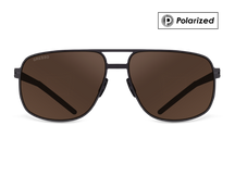 Черные мужские солнцезащитные очки GRESSO Manchester в стиле авиатор, изготовленные из титана, с поляризационными линзами Zeiss #color_коричневый монолит / поляризация