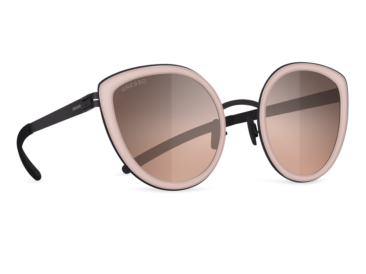 Черные женские солнцезащитные очки GRESSO Marbella, бабочка, изготовленные из титана, с поляризационными линзами Zeiss #color_карамель