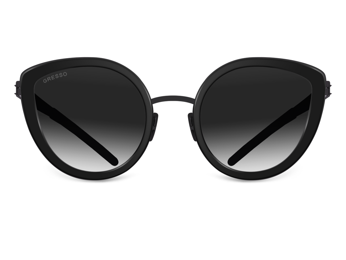 Черные женские солнцезащитные очки GRESSO Marbella, бабочка, изготовленные из титана, с поляризационными линзами Zeiss #color_серый градиент