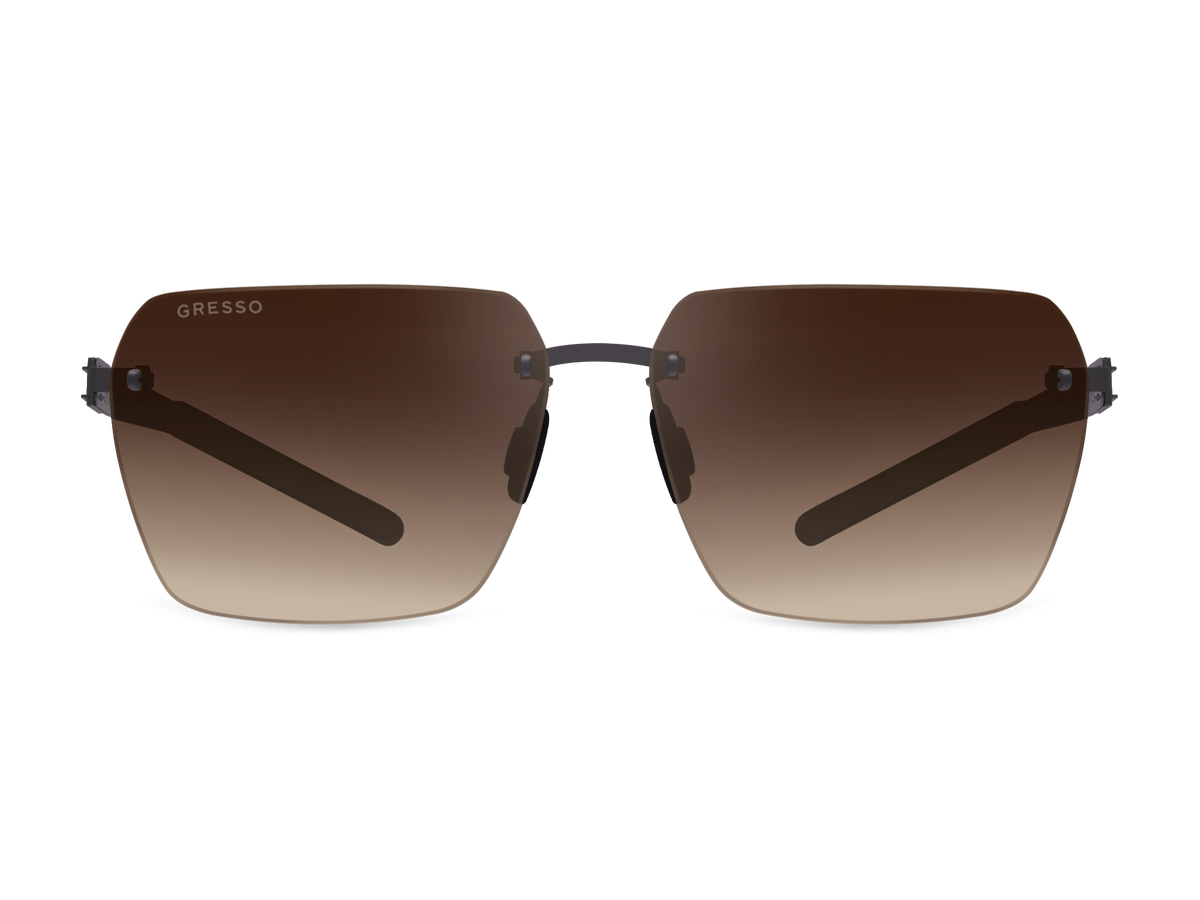 Безоправные солнцезащитные очки GRESSO Montblanc, прямоугольные, изготовленные из титана, с поляризационными линзами Zeiss #color_коричневый градиент