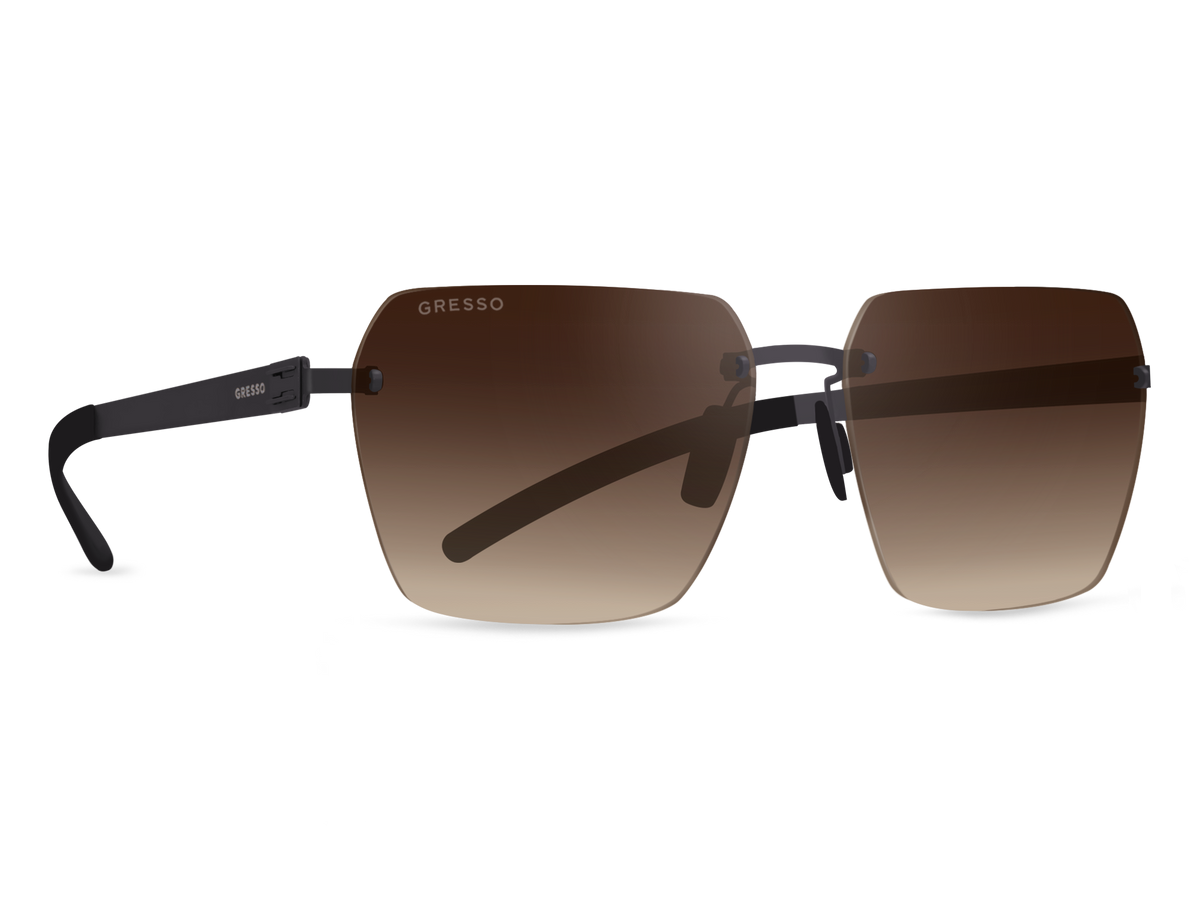 Безоправные солнцезащитные очки GRESSO Montblanc, прямоугольные, изготовленные из титана, с поляризационными линзами Zeiss #color_коричневый градиент