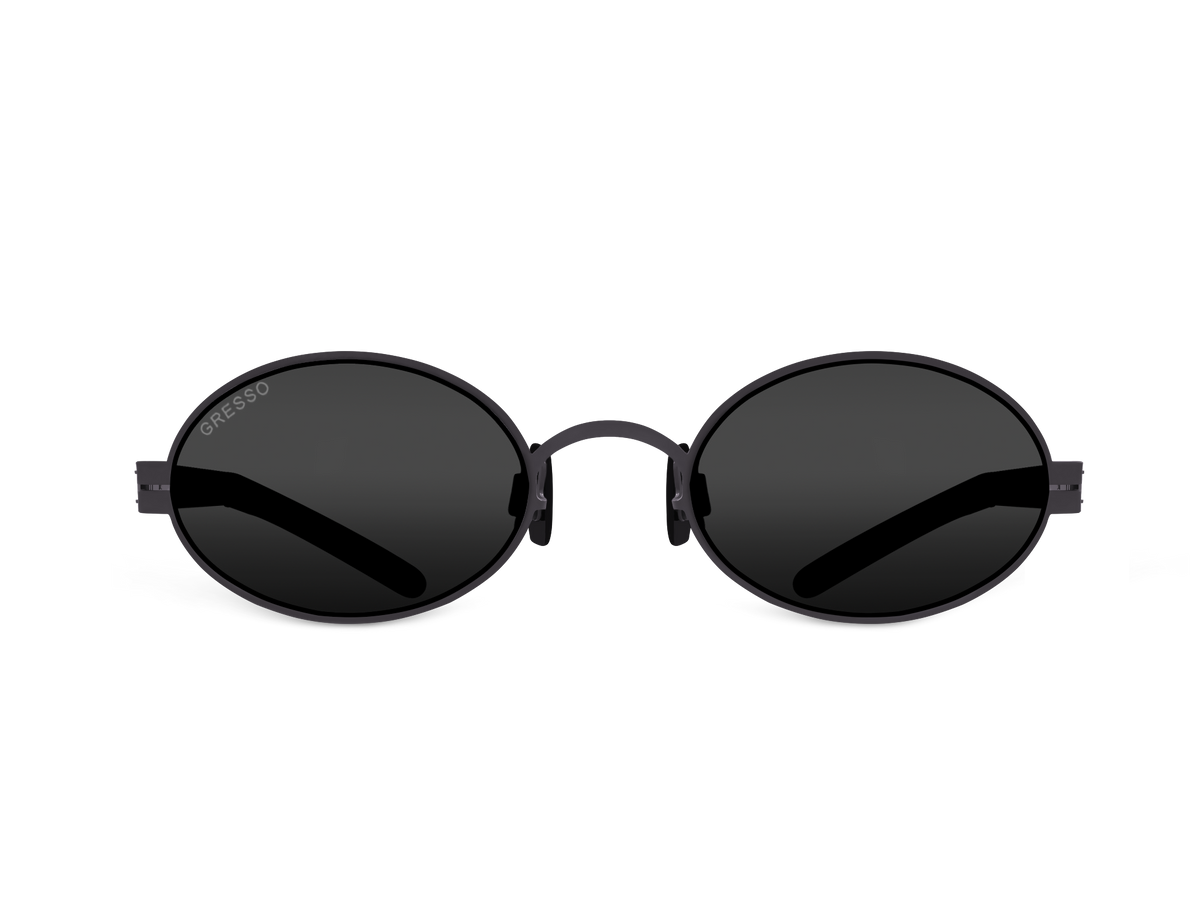 Черные мужские и женские солнцезащитные очки GRESSO Mykonos, круглые, изготовленные из титана, с поляризационными линзами Zeiss #color_серый монолит