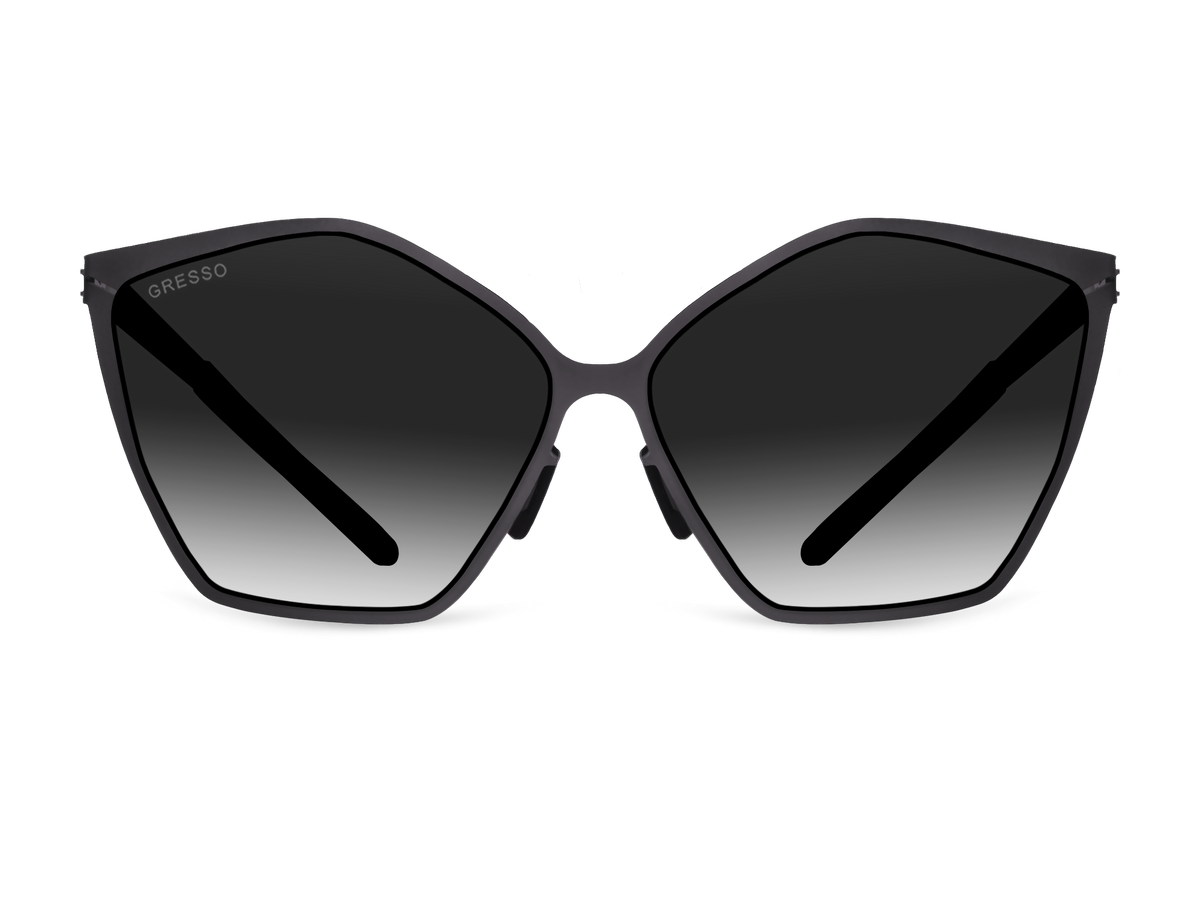 Черные женские солнцезащитные очки GRESSO Naomi, бабочка, изготовленные из титана, с поляризационными линзами Zeiss #color_серый градиент