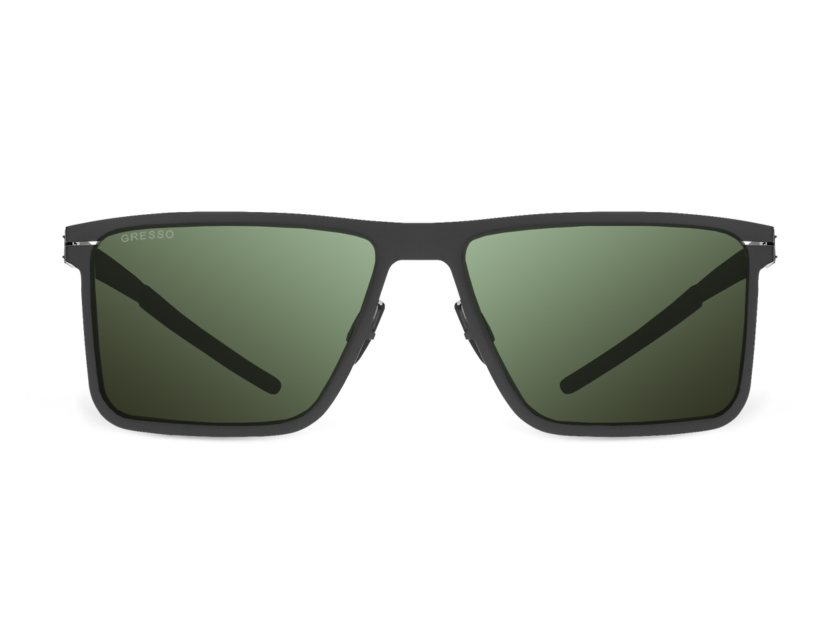 Зеленые мужские солнцезащитные очки GRESSO Oregon, прямоугольные, изготовленные из титана, с поляризационными линзами Zeiss #color_зеленый монолит
