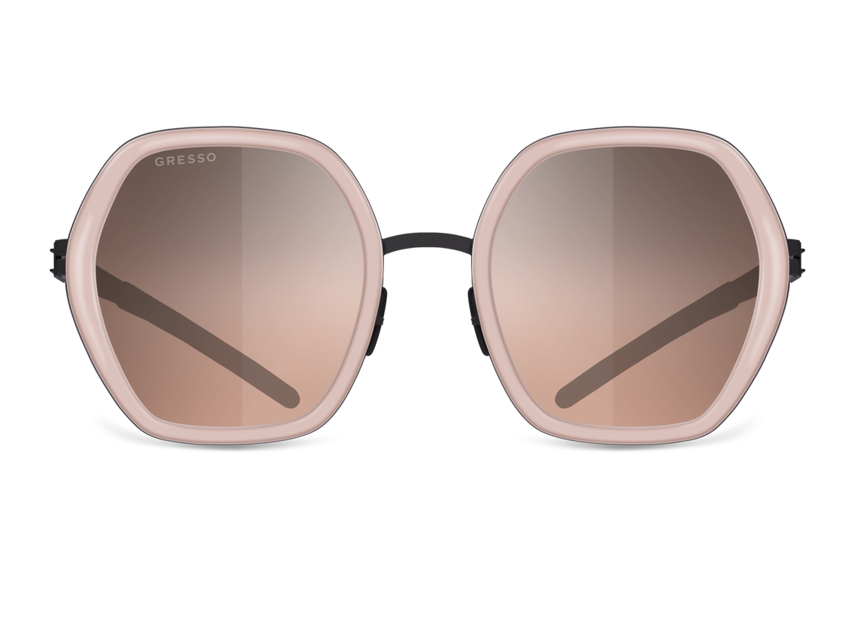 Черные женские солнцезащитные очки GRESSO Regina, геометрия, изготовленные из титана, с поляризационными линзами Zeiss #color_карамель