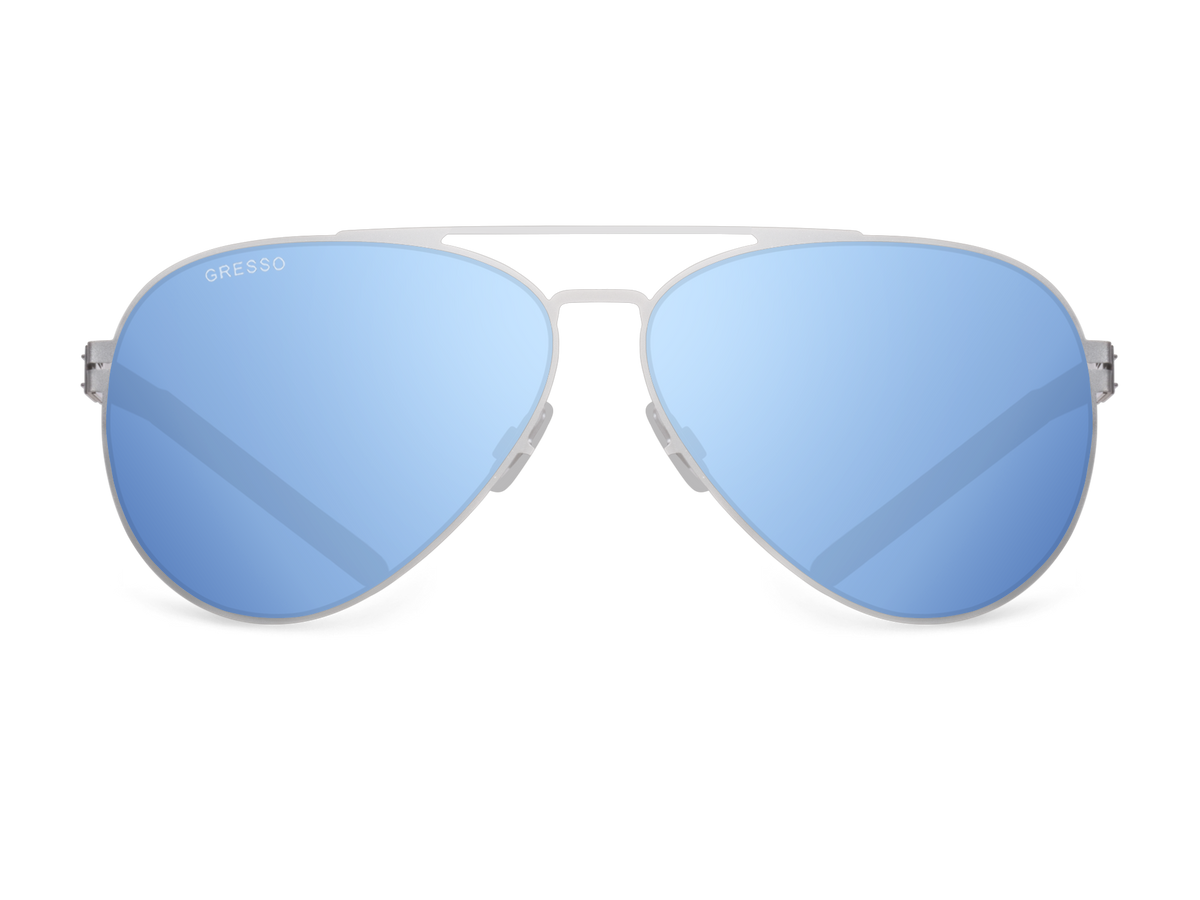 Синие мужские солнцезащитные очки GRESSO Reynolds в стиле авиатор, изготовленные из титана, с поляризационными линзами Zeiss #color_голубое зеркало