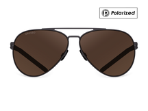 Черные мужские солнцезащитные очки GRESSO Reynolds в стиле авиатор, изготовленные из титана, с поляризационными линзами Zeiss #color_коричневый монолит / поляризация
