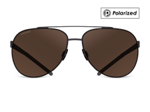 Черные мужские солнцезащитные очки GRESSO Richard в стиле авиатор, изготовленные из титана, с поляризационными линзами Zeiss #color_коричневый монолит / поляризация