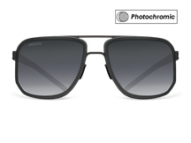 Черные мужские солнцезащитные очки-хамелеоны Roland в стиле авиатор, изготовленные из титана, с фотохромными линзами Zeiss #color_серый монолит / фотохром