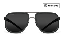 Черные мужские солнцезащитные очки GRESSO Roland в стиле авиатор, изготовленные из титана, с поляризационными линзами Zeiss #color_серый монолит / поляризация