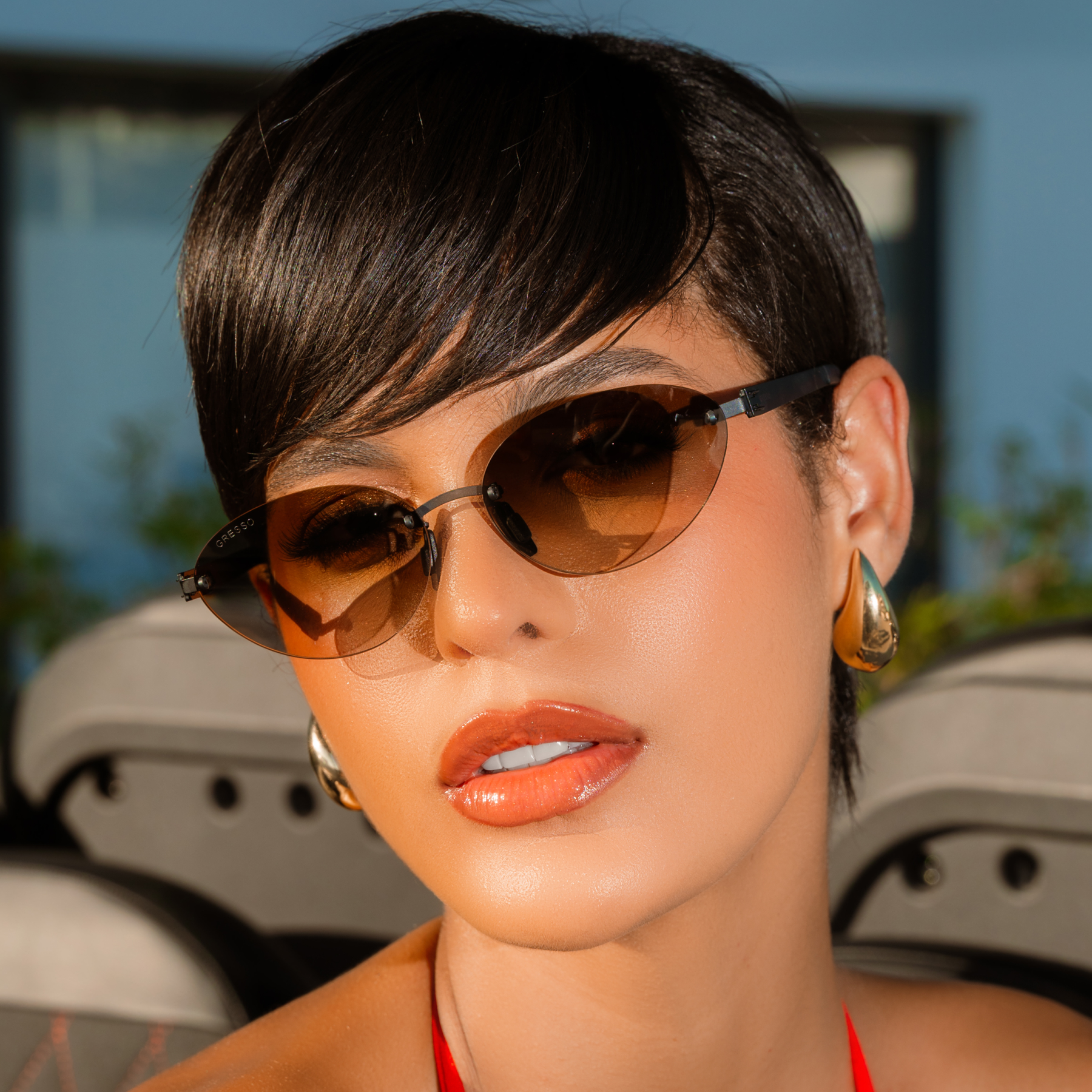 Безоправные солнцезащитные очки GRESSO Sahara, изготовленные из титана, с поляризационными линзами Zeiss