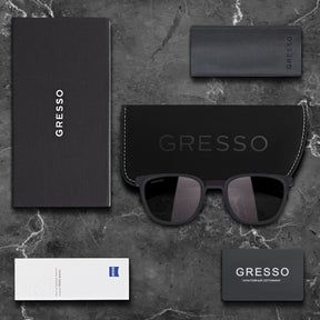 Черные мужские солнцезащитные очки GRESSO San Remo, вайфареры, изготовленные из титана, с поляризационными линзами Zeiss