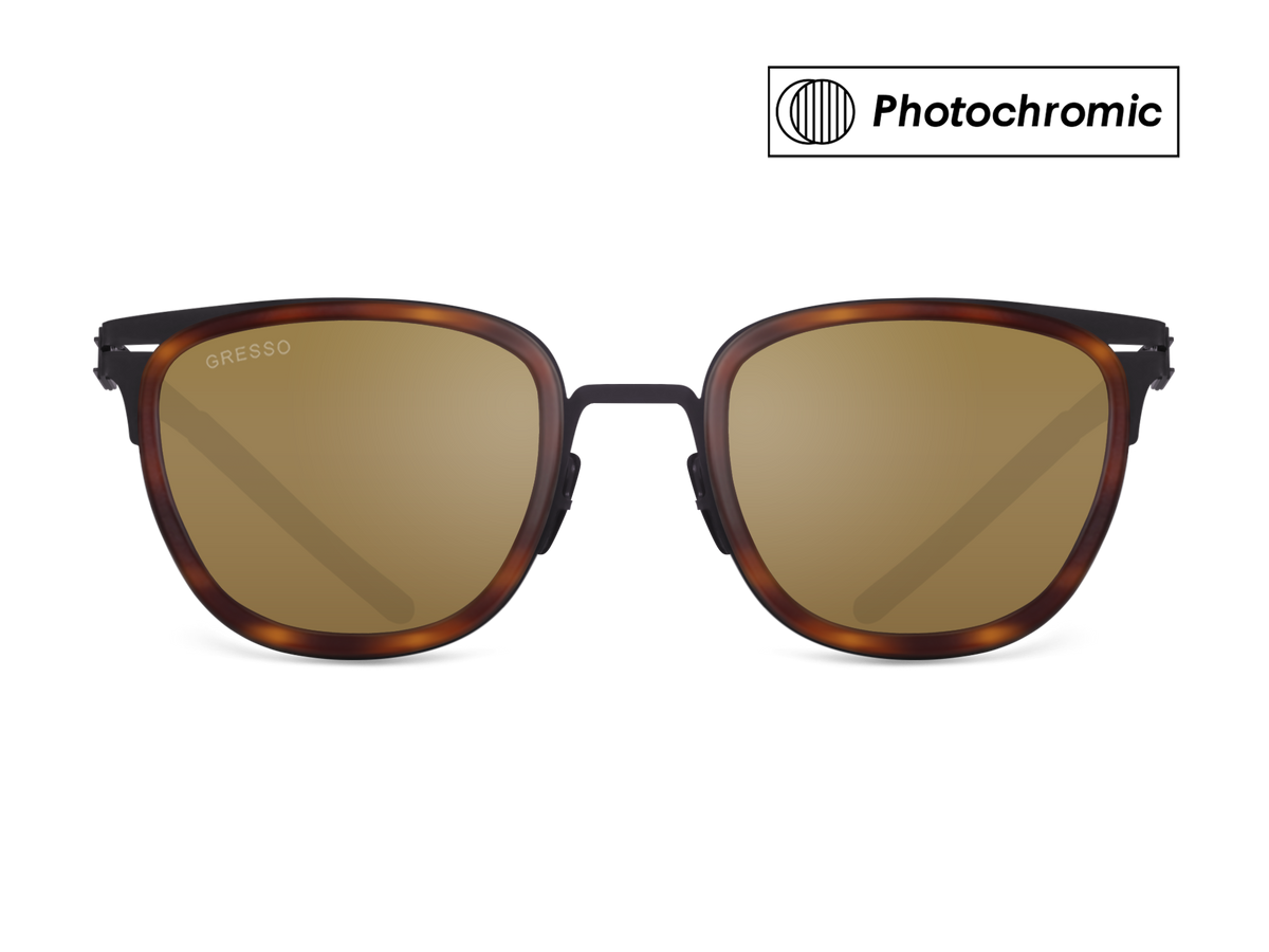 Черные мужские солнцезащитные очки-хамелеоны San Remo, вайфареры, изготовленные из титана, с фотохромными линзами Zeiss #color_коричневый монолит / фотохром
