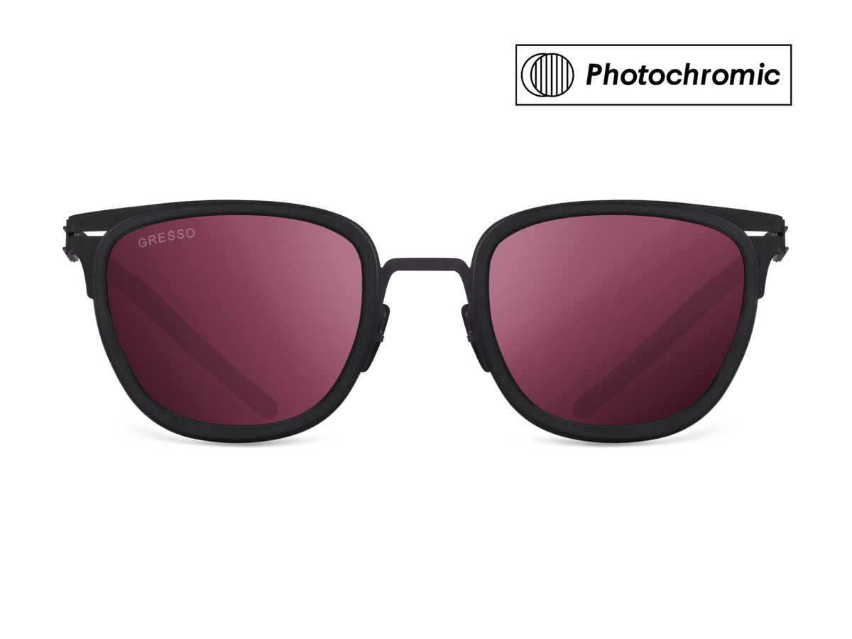 Черные мужские солнцезащитные очки-хамелеоны San Remo, вайфареры, изготовленные из титана, с фотохромными линзами Zeiss #color_фиолетовый монолит / фотохром