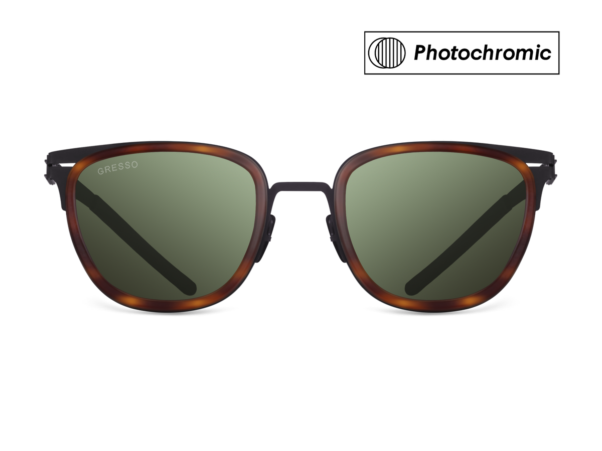 Зеленые мужские солнцезащитные очки-хамелеоны San Remo, вайфареры, изготовленные из титана, с фотохромными линзами Zeiss #color_зеленый монолит / фотохром