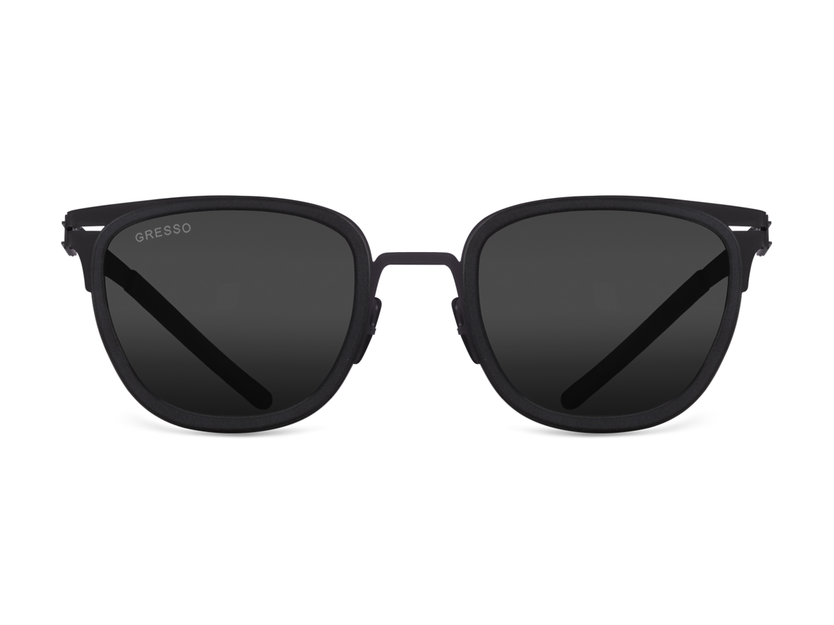 Черные мужские солнцезащитные очки GRESSO San Remo, вайфареры, изготовленные из титана, с поляризационными линзами Zeiss #color_серый монолит