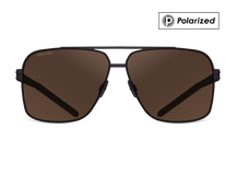 Черные мужские солнцезащитные очки GRESSO Seattle в стиле авиатор, изготовленные из титана, с поляризационными линзами Zeiss #color_коричневый монолит / поляризация