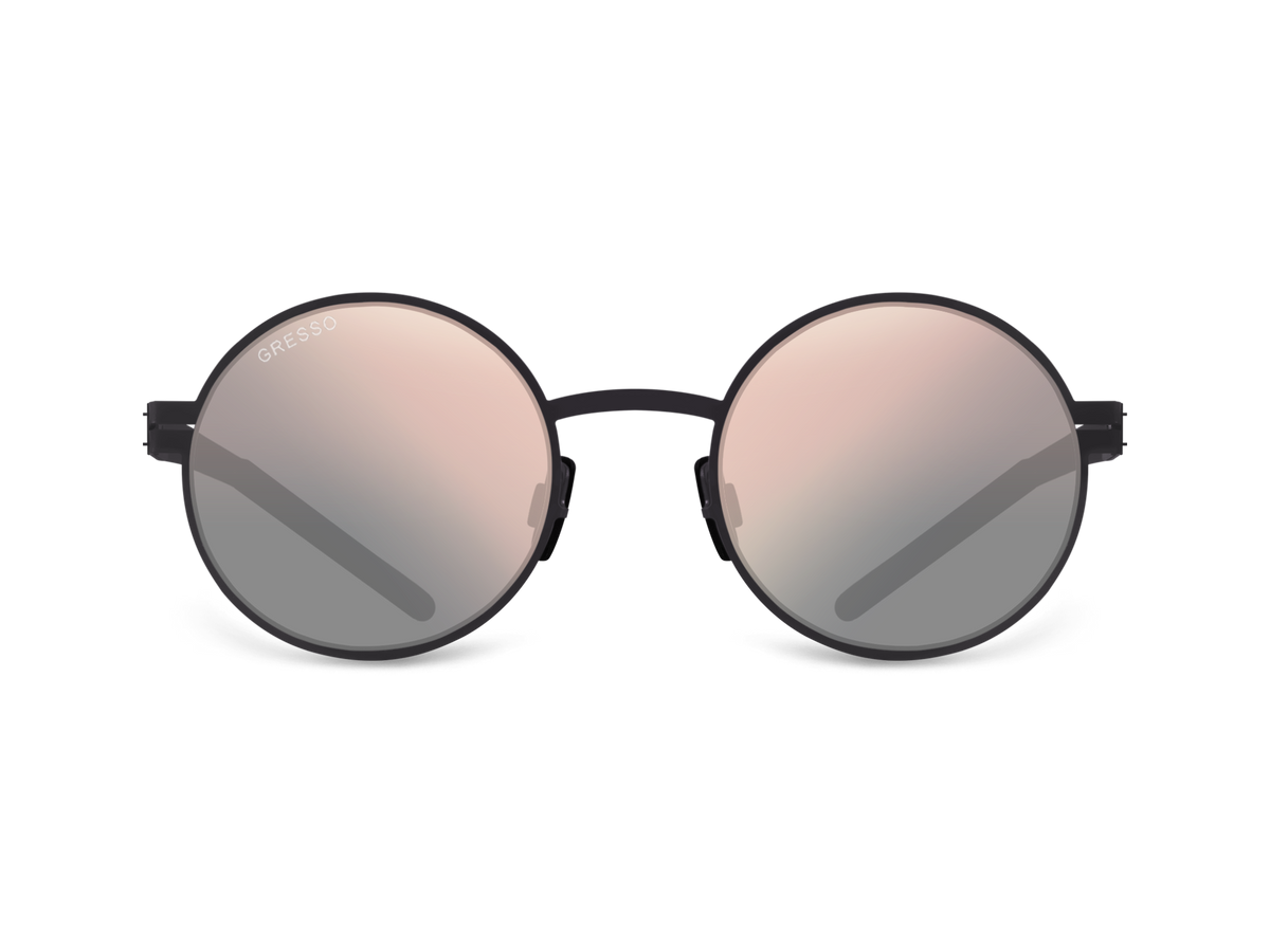 Черные мужские солнцезащитные очки GRESSO Seoul, круглые, изготовленные из титана, с поляризационными линзами Zeiss #color_графит