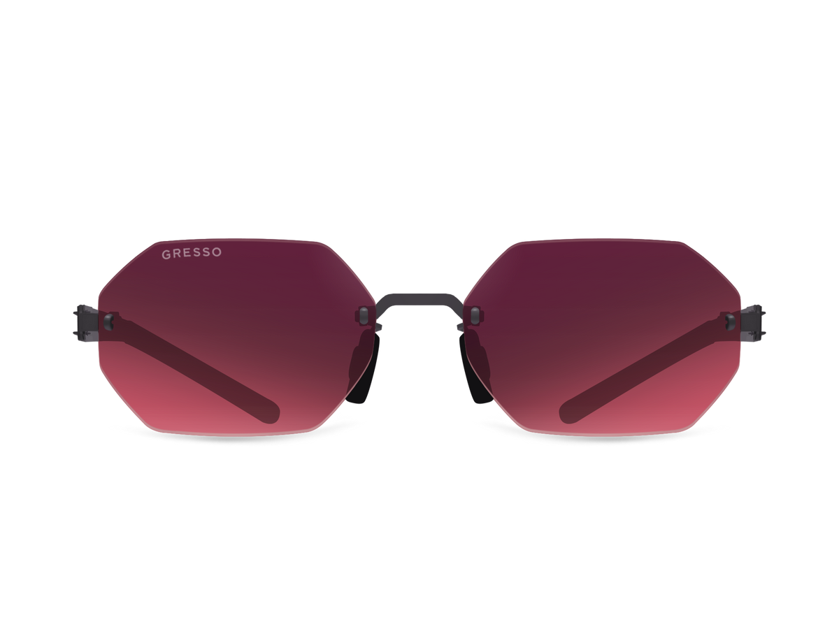 Безоправные солнцезащитные очки GRESSO Singapore, изготовленные из титана, с поляризационными линзами Zeiss #color_бордовый градиент