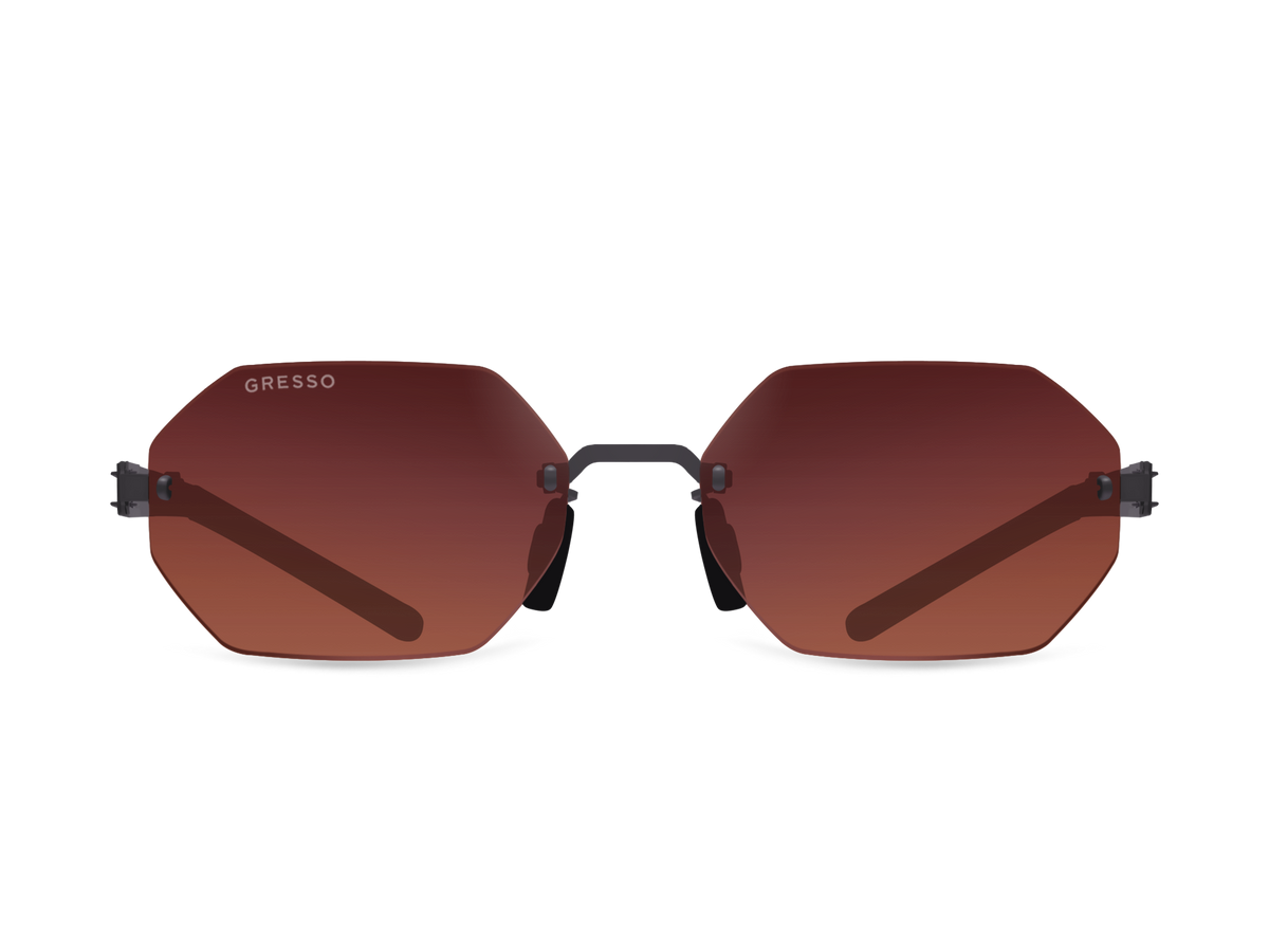 Безоправные солнцезащитные очки GRESSO Singapore, изготовленные из титана, с поляризационными линзами Zeiss #color_терракотовый градиент