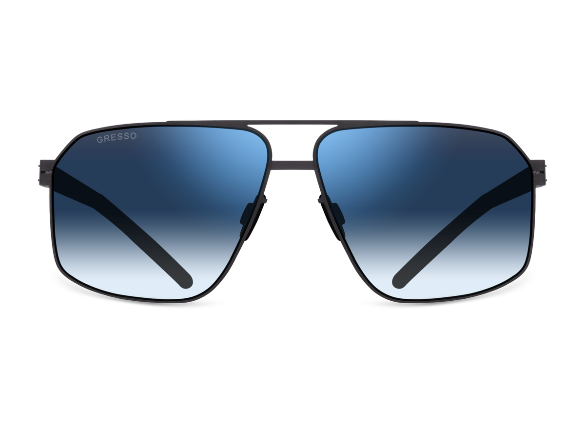Синие мужские солнцезащитные очки GRESSO Stanford в стиле авиатор, изготовленные из титана, с поляризационными линзами Zeiss #color_синий градиент