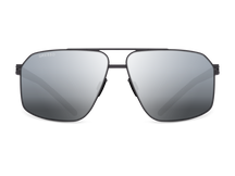 Черные мужские солнцезащитные очки GRESSO Stanford в стиле авиатор, изготовленные из титана, с поляризационными линзами Zeiss #color_серое зеркало